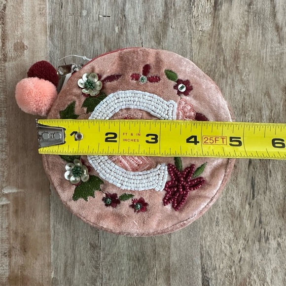 Francesca’s Velvety Initial C Coin Purse Multicolored Embroidered Beaded NWT - Picture 5 of 7